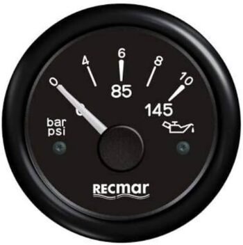 Alyvos slėgio indikatorius 0–10 bar, juodas Ø51 mm