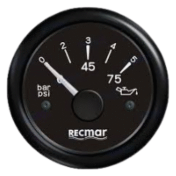 Alyvos slėgio indikatorius juodas 0–5 bar, Ø51 mm