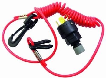 Avarinio stabdymo jungiklis su spiraline virvute