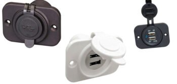 Dvigubas USB lizdas (baltas) su LED apšvietimu