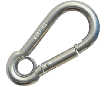 KARABINAS NERŪD. PLIENO SU ŽIEDU 100 x 10 mm