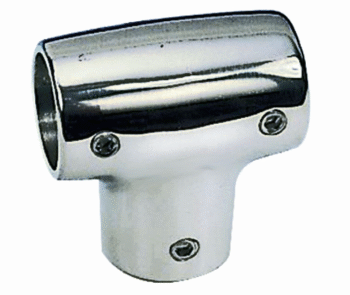 Nerūdijančio plieno relingo jungtis T formos 90° kampu Ø 22 mm