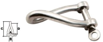 Nerūdijančio plieno susuktas ilgas šekelis AISI 316 Ø 10 mm