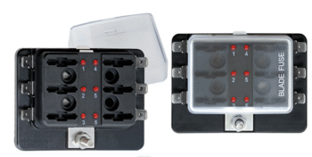 Saugiklių blokas su LED indikacija, 6 saugiklių