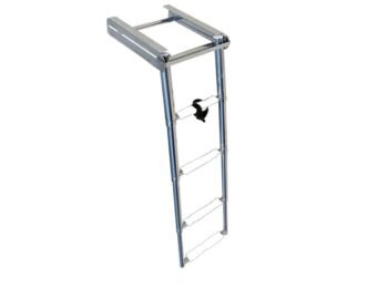 Sulankstomos teleskopinės kopėtėlės, tvirtinamos po platforma, nerūdijančio plieno AISI 316 (3 pakopos, 85 cm)