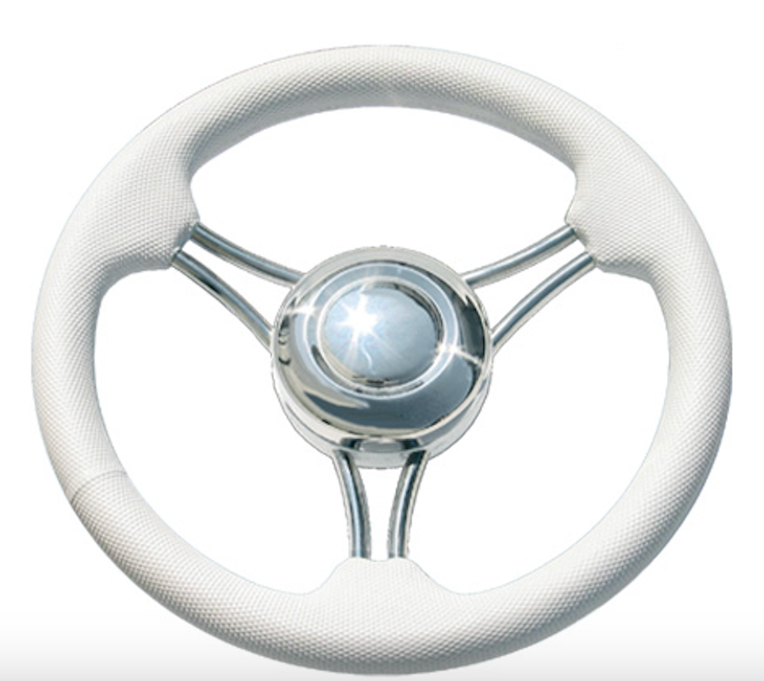 Vairas (3 stipinų) nerūdijančio plieno su poliuretano apvadu, baltas Ø350 mm