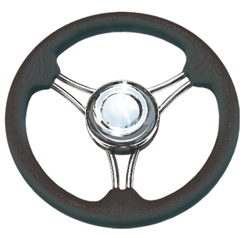 Vairas (3 stipinų) nerūdijančio plieno su poliuretano apvadu, juodas Ø350 mm