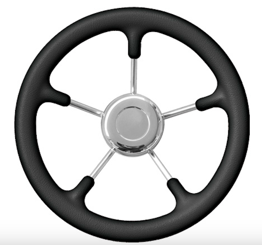 Vairas (5 stipinų) „PERLA“ nerūdijančio plieno su juodu poliuretano apvadu Ø280 mm