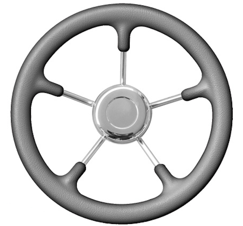 Vairas (5 stipinų) „PERLA“ nerūdijančio plieno su pilku poliuretano apvadu Ø280 mm