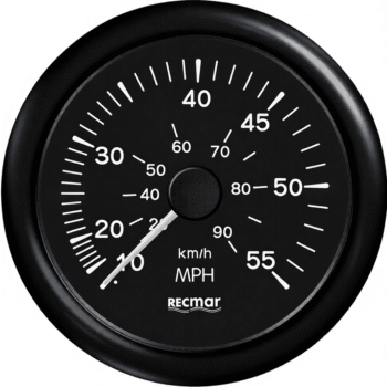 Spidometras 0–55 mazgų, juodas, Ø100 mm