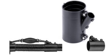 Intarpas apsauginės trosų gofros su kuro žarnos įvadu 50 mm, juodas