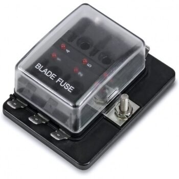 Saugiklių blokas su LED indikacija ir minuso kontūru 6 lizdai