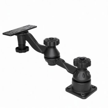 Sukiojamas echoloto ekrano laikiklis horizontalaus tvirtinimo, dviejų svirčių